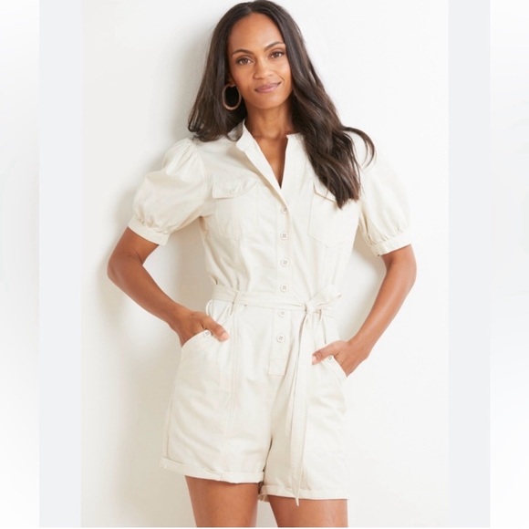 Sanctuary Pants - Sanctuary Cream Short Sleeve Romper